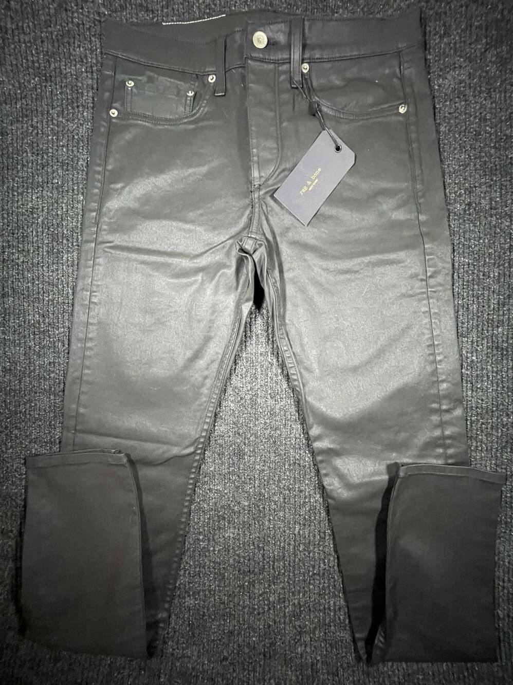 rag & bone Fit 1 Extra Slim Size 30 Black Coated Jeans